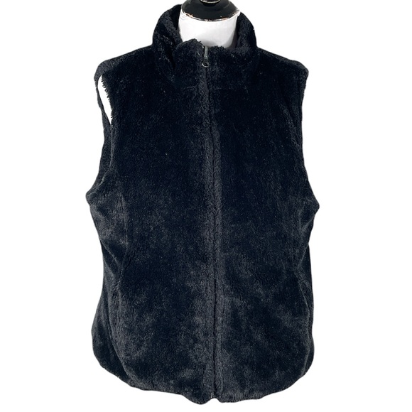 KC Collections Reversible Faux Fur Vest, Black, X-Large - Picture 2 of 12